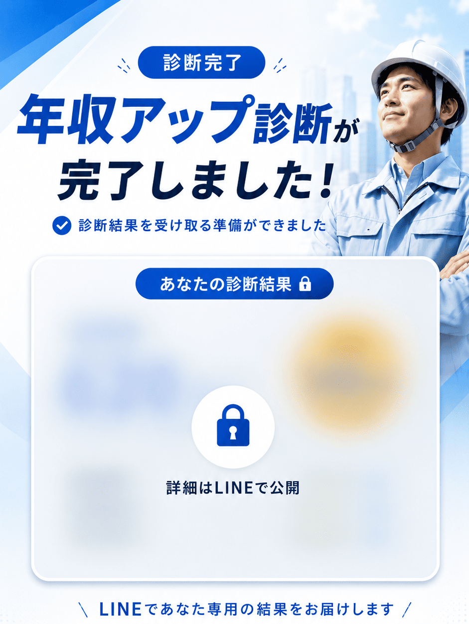 診断完了。年収アップ診断が完了しました！